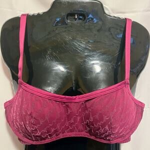 PINK Victoria’s Secret Size L Push-Up Bra Mesh Logo Berry Purple Padded Y2K Alt